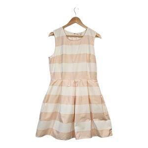 Gap Rugby Stripe Fit Flare Blush Pink White Dress Preppy Summer Vacation Coastal